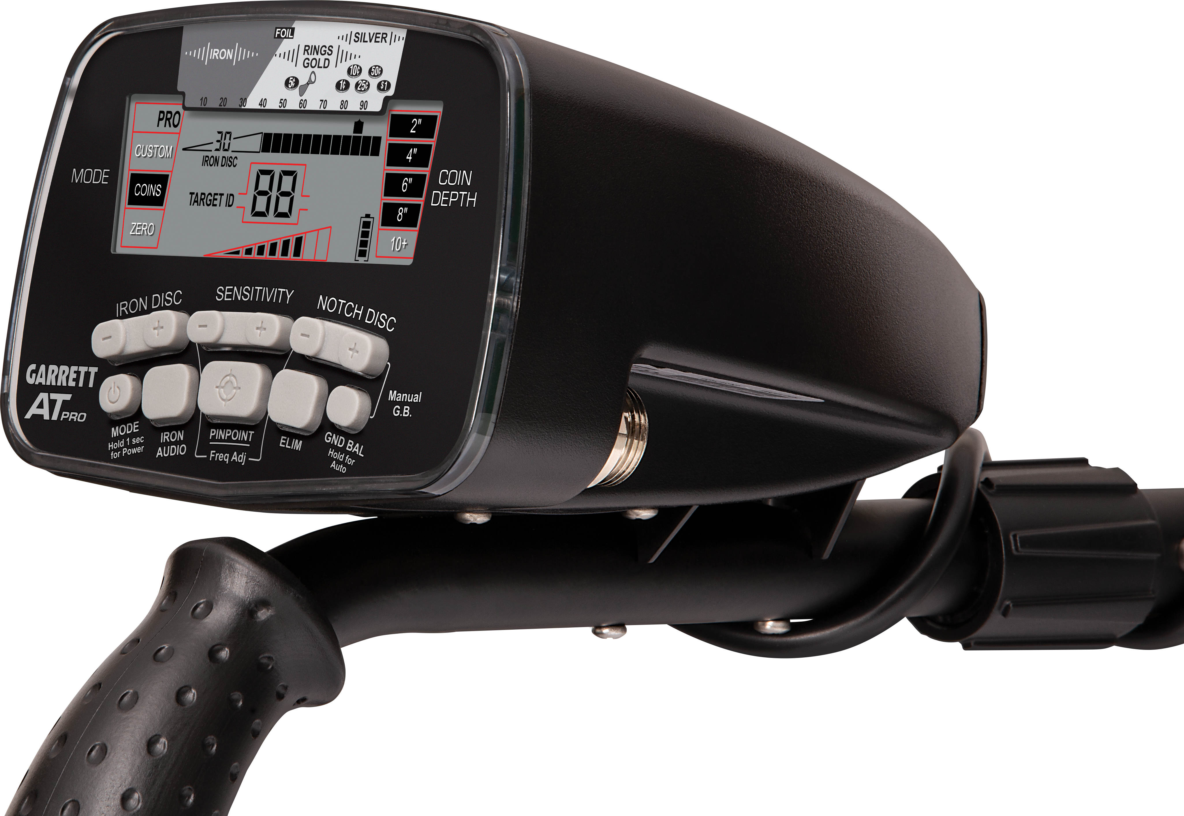 AT Pro Metal Detector with 8.5" x 11" PROformance™ DD submersible searchcoil with Garrett MS-2 Headphones