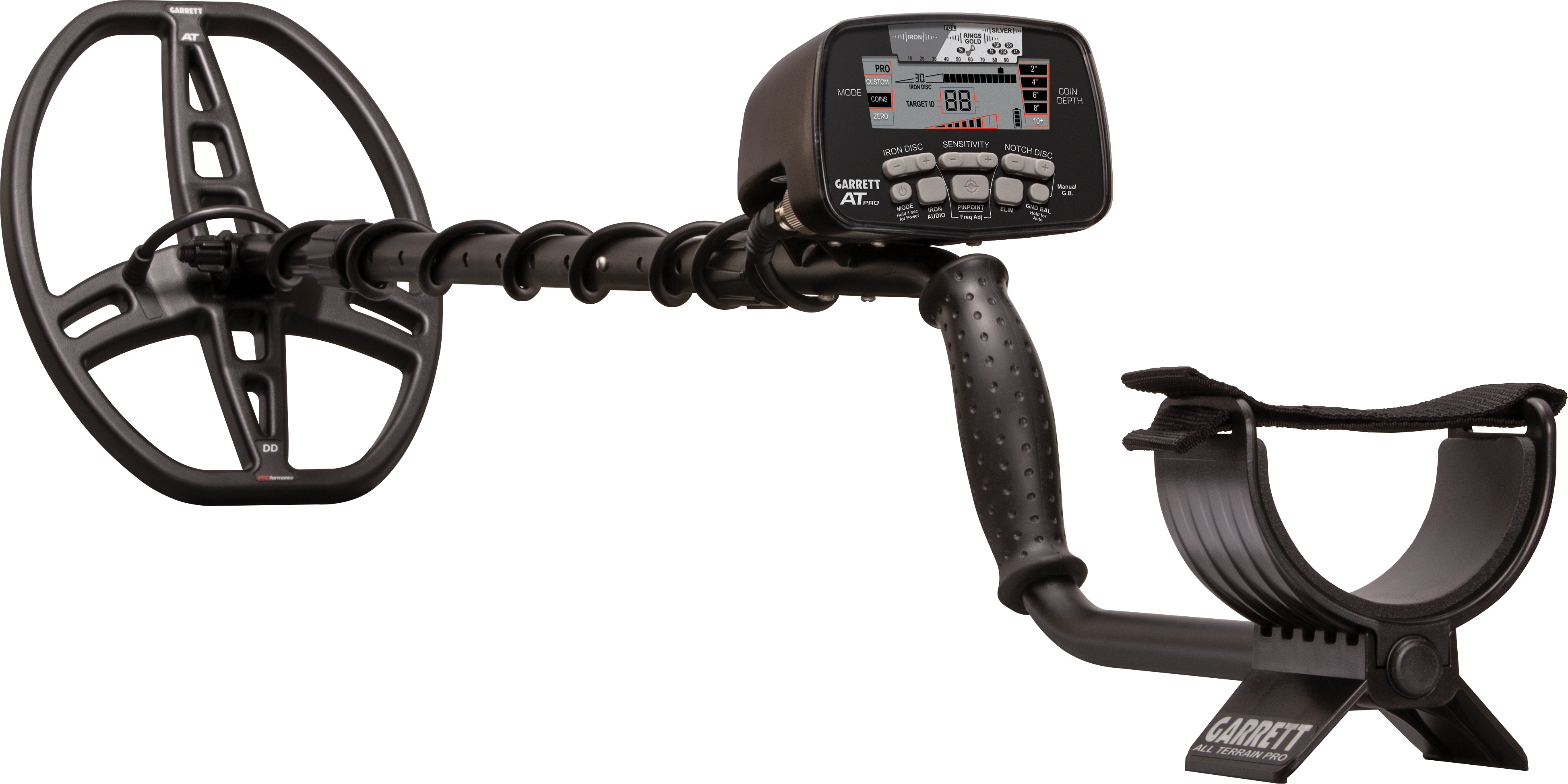 AT Pro Metal Detector with 8.5" x 11" PROformance™ DD submersible searchcoil with Garrett MS-2 Headphones