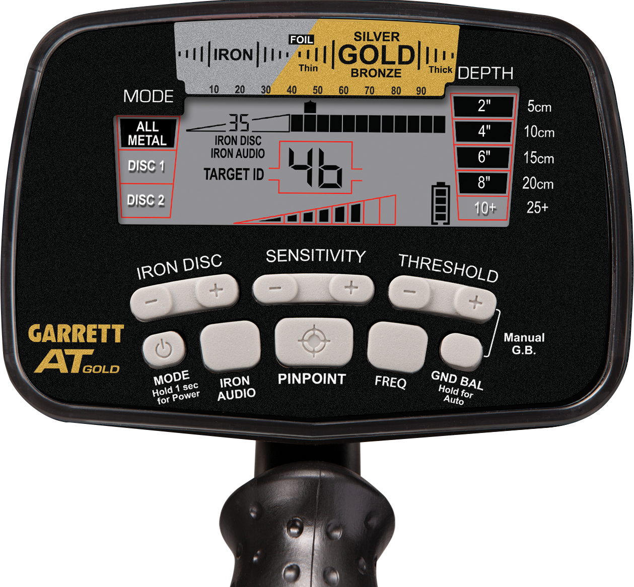AT Gold Metal Detector with 5" x 8" PROformance™ DD searchcoil