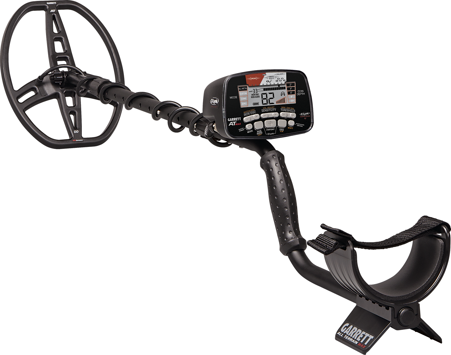 AT Max Metal Detector with 8.5" x 11" PROformance™ DD submersible searchcoil, Garrett MS-3 Z-Lynk wireless headphones and coil cover