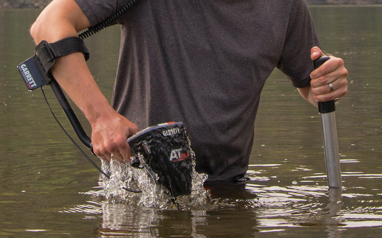 AT Max Metal Detector with 8.5" x 11" PROformance™ DD submersible searchcoil, Garrett MS-3 Z-Lynk wireless headphones and coil cover