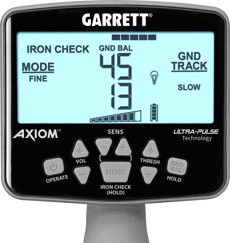 Axiom Lite Metal Detector with 11"x7" Mono Coil, Coil Cover, Charging Cable, and Carry Bag