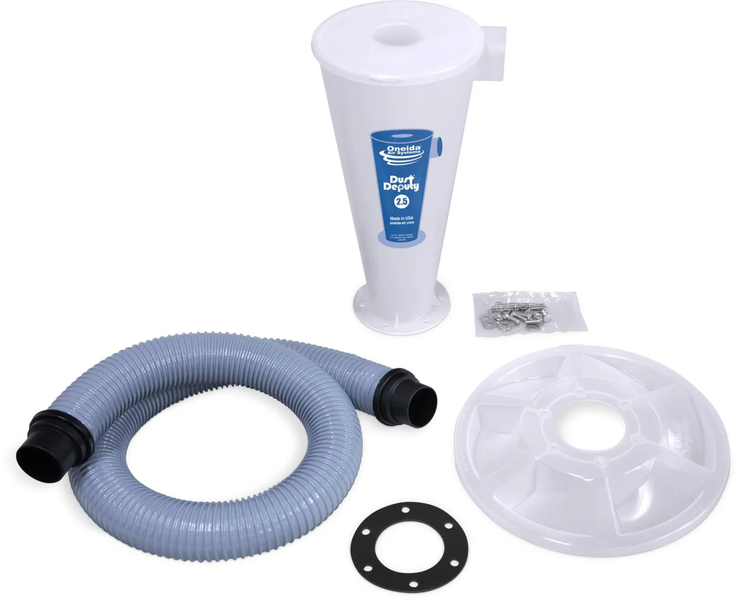 14" & 11" Rock Crusher Vacuum Attachment - 2-1/8" Exit Port,Hose, Clamps & Dust Deputy & Bucket Lid