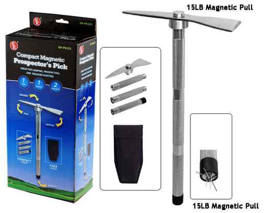 18-5/8" Compact Magnetic Prospector's Pick with Carrying Case, Collapsed Length : 10"